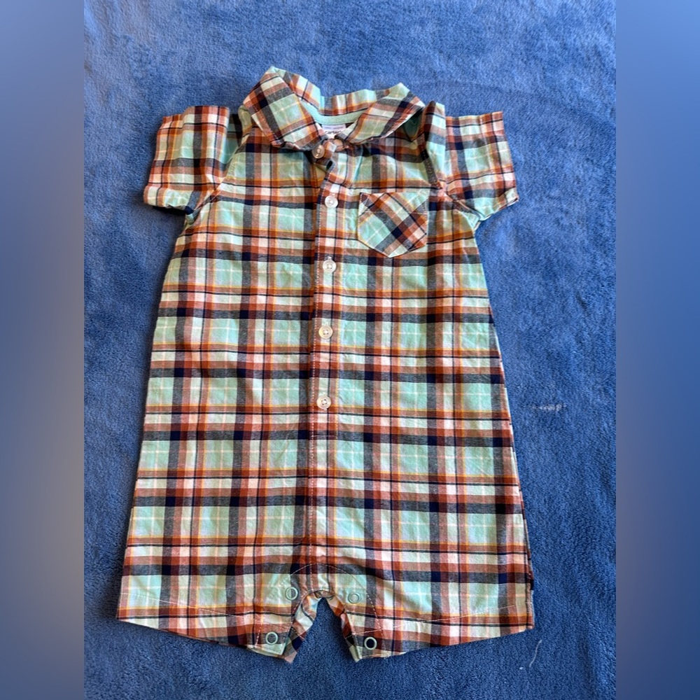 Carters Baby Boy Plaid One Piece Romper Outfit